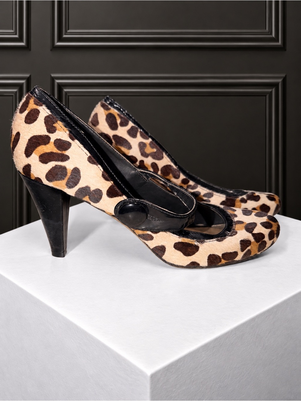 Antonio Melani Leopard Print Calf Hair Mary Jane Heels Size 9.5M
